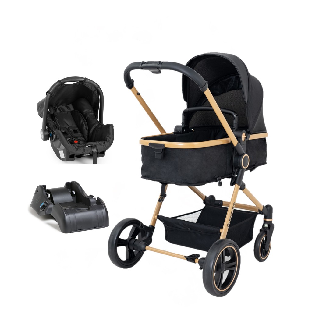 Carrinho Ivy Trio Gold com Bebê Conforto e Base Galzerano em Oferta na Shopee