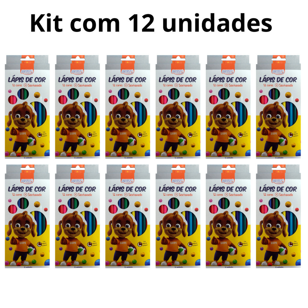 Kit 12 Caixas Lápis De Cores BRW 12 Cores em Oferta na Shopee
