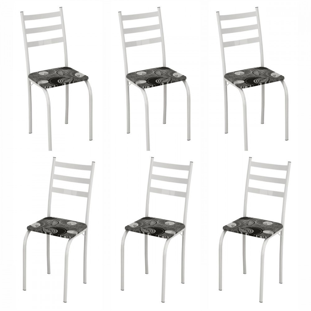 Conjunto com 6 Cadeiras Maraba Liso Branco Assento Paraopeba Teixeira em Oferta na Shopee