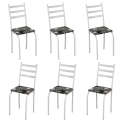 Conjunto com 6 Cadeiras Maraba Liso Branco Assento Paraopeba Teixeira