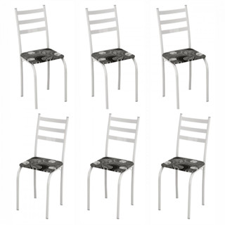 Conjunto com 6 Cadeiras Maraba Liso Branco Assento Paraopeba Teixeira em Oferta na Shopee