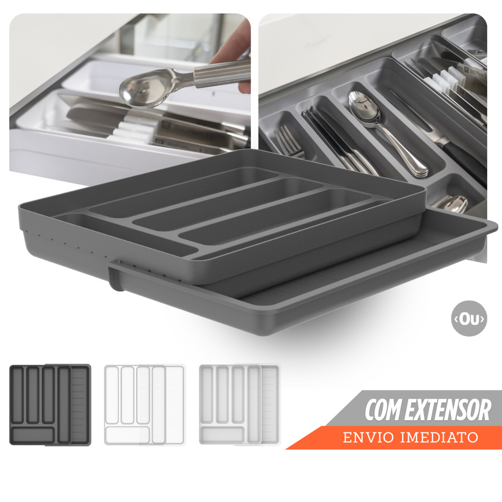 Organizador de Gaveta com Extensor Porta Talheres Separador de Talher Gaveteiro Cozinha Ou Logic 36cm x 28cm em Oferta na Shopee