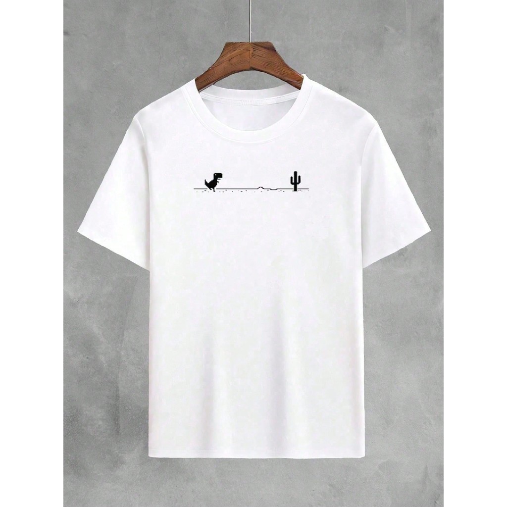 Camiseta Masculina Estampada Dinossauro Engraçado Unissex Algodão IZPJ1