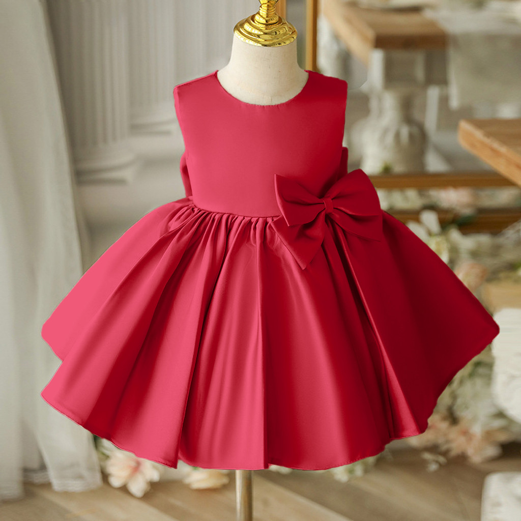Bebê Menina Roupas De Aniversário Arco Vermelho Vestidos De Verão Crianças Flor Vestido De Baile Batismo 1 Ano em Oferta na Shopee