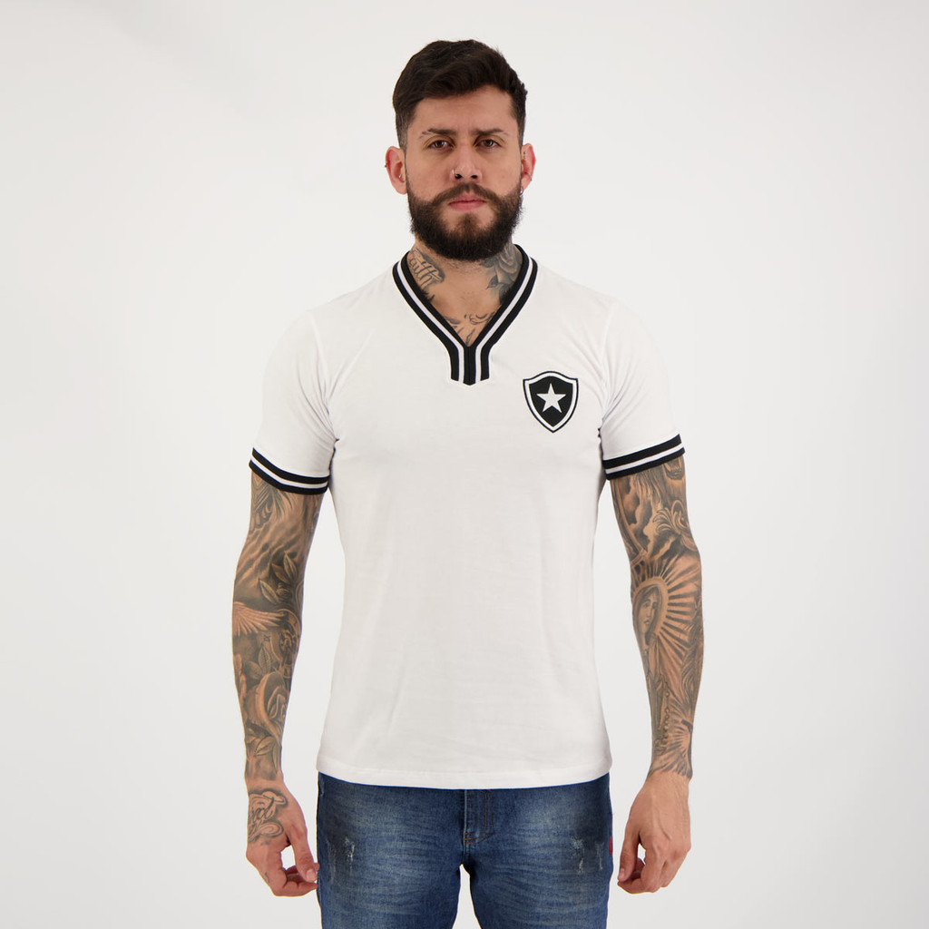 Camisa Botafogo Vintage Branco em Oferta na Shopee