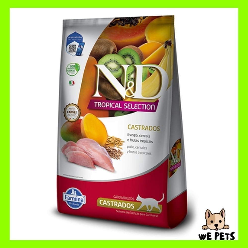 Ração 1,5Kg N&D Tropical Selection Gatos Castrados Frango 1,5Kg