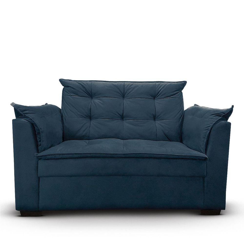 Sofá 2 Lugares Para Sala Moderno Confortável Aurora Suede Azul Marinho em Oferta na Shopee
