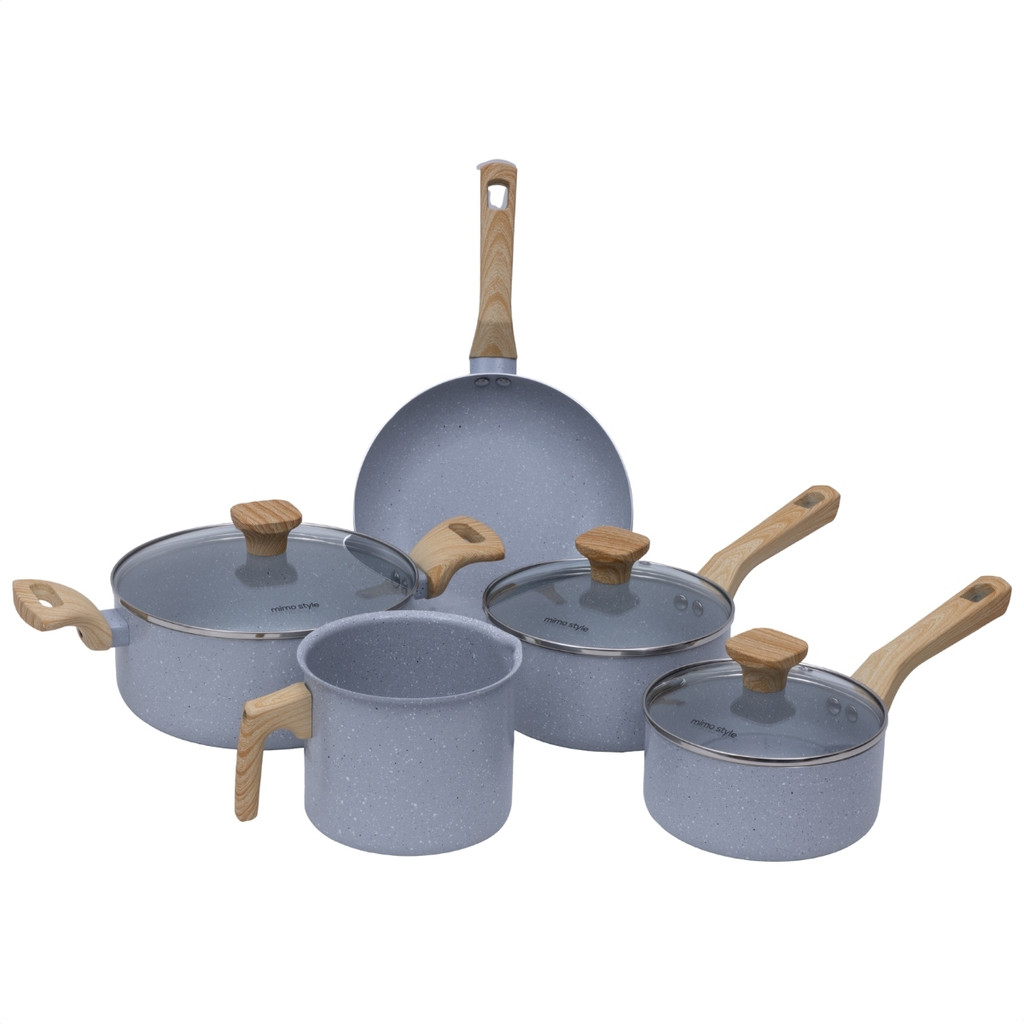 Jogo de Panela Ceramica 5 Peças Frigideira Antiaderente Indução Fundo Triplo em Oferta na Shopee