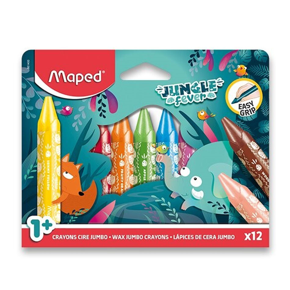 Giz de cera Jumbo Jungle Fever 12 cores 861400 Maped em Oferta na Shopee
