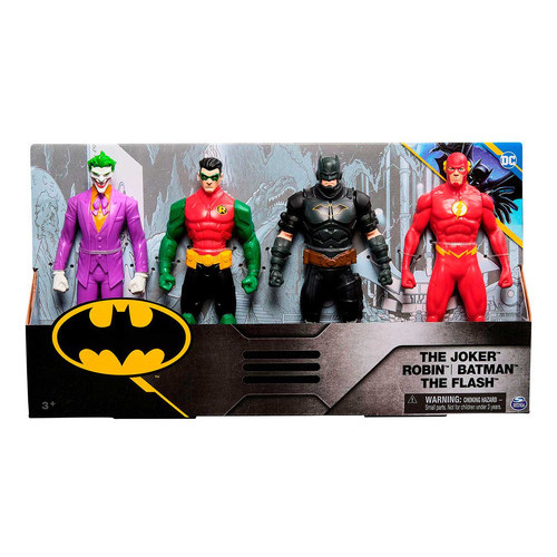 4 Bonecos Coringa, Robin, Batman E Flash De 15cm - Batman Dc