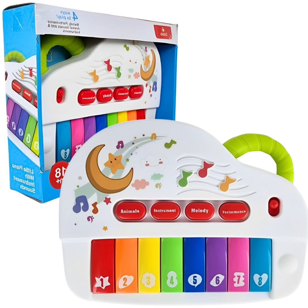 Pianinho Teclado Musical Infantil com Som e Luz Brinquedo Eletrônico Educativo Infantil - Castela