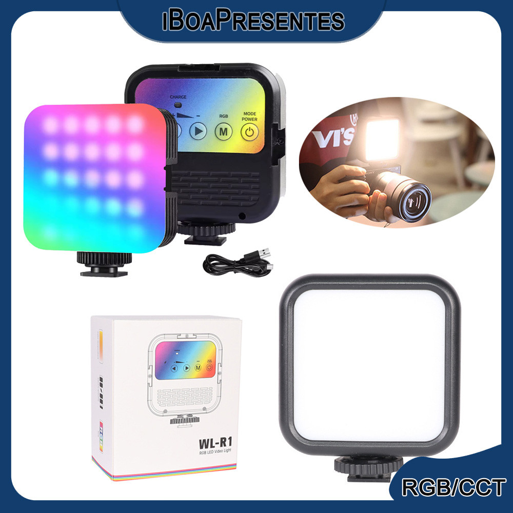 Mini Câmera Portátil Com Luz De Preenchimento RGB/Luz De Gravação De Vídeo Para Celular Selfie Meguiar Light