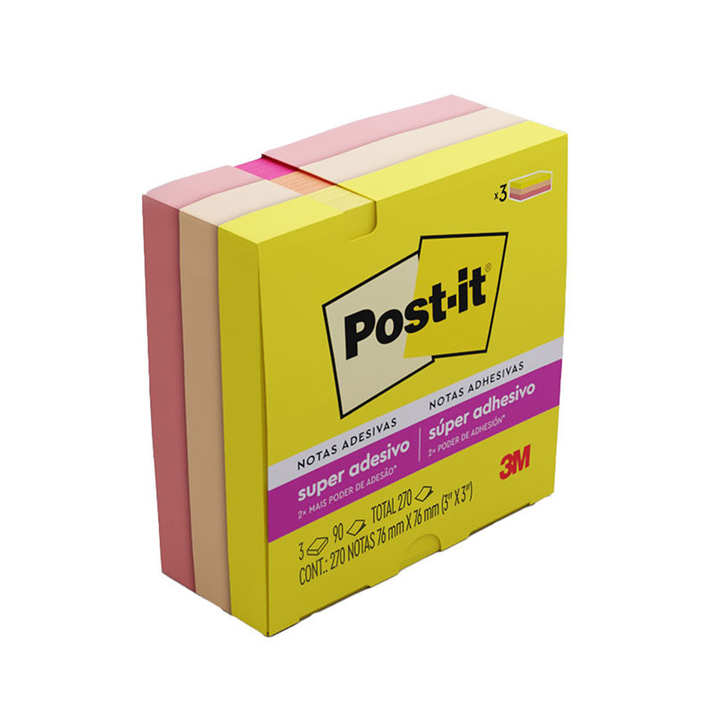 Bloco de notas super adesivas Post-it 654 coleção Alegria 3 blocos 76x76mm 270 folhas 3M em Oferta na Shopee