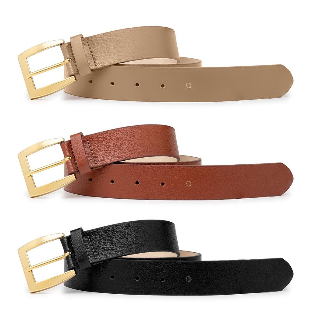 Kit Três Cintos Femininos Luxo Casual 100% Couro Legítimo em Oferta na Shopee