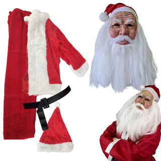 Mascara Realista Papai Noel Fantasia Roupa Natal Completa Natalina Oculos Barba Evento Fim de Ano Confraternizaçao