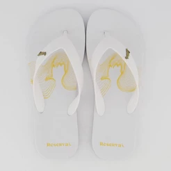 Chinelo Reserva Waves Branco e Dourado