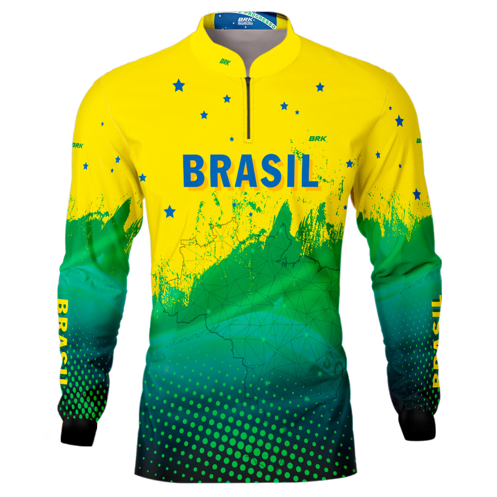 Camisa Térmica Bandeira do Brasil Várias Estampas Brk Agro Patriota com Proteção Solar Uv50+