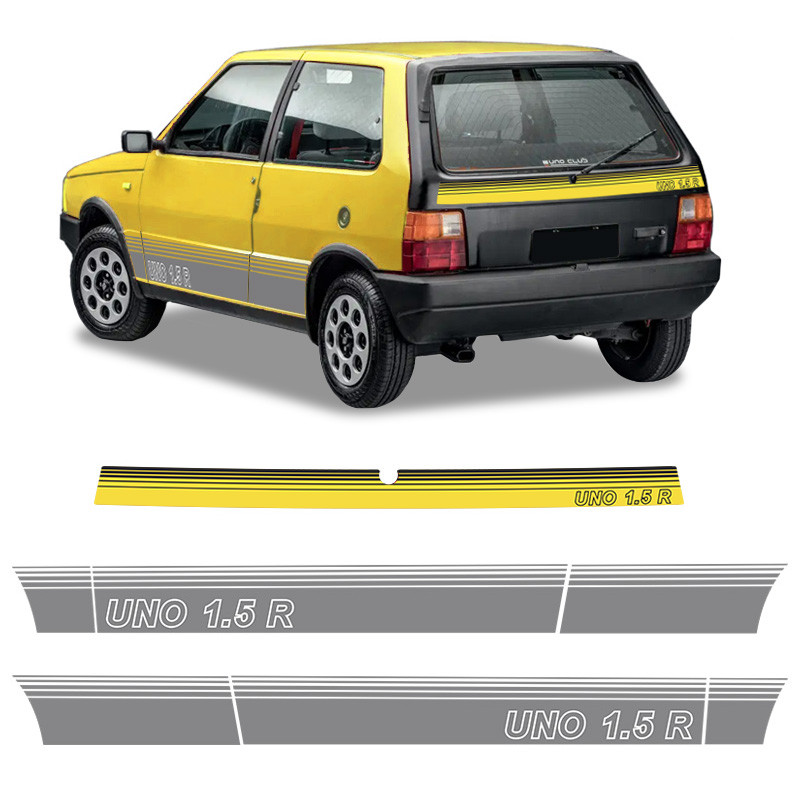 Faixa Fiat Uno 1.5 R Adesivo Decorativo Lateral E Traseiro