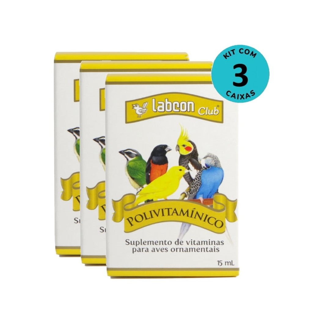 Alcon Labcon Club Polivitamínico 15ml Kit Com 3 Para Aves