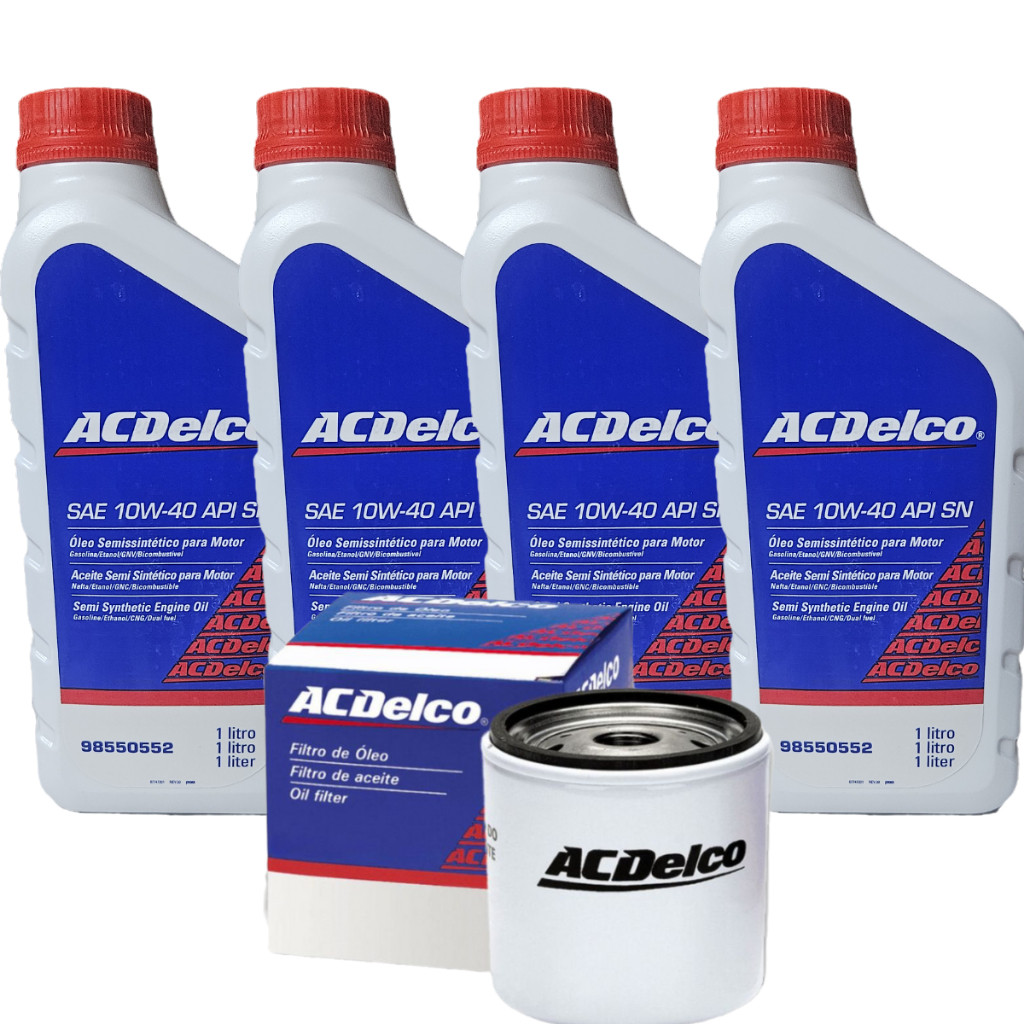 Kit Revisão 4L Óleo 10w40 SN Semi-Sintético + Fitro Acdelco 98550552 em Oferta na Shopee