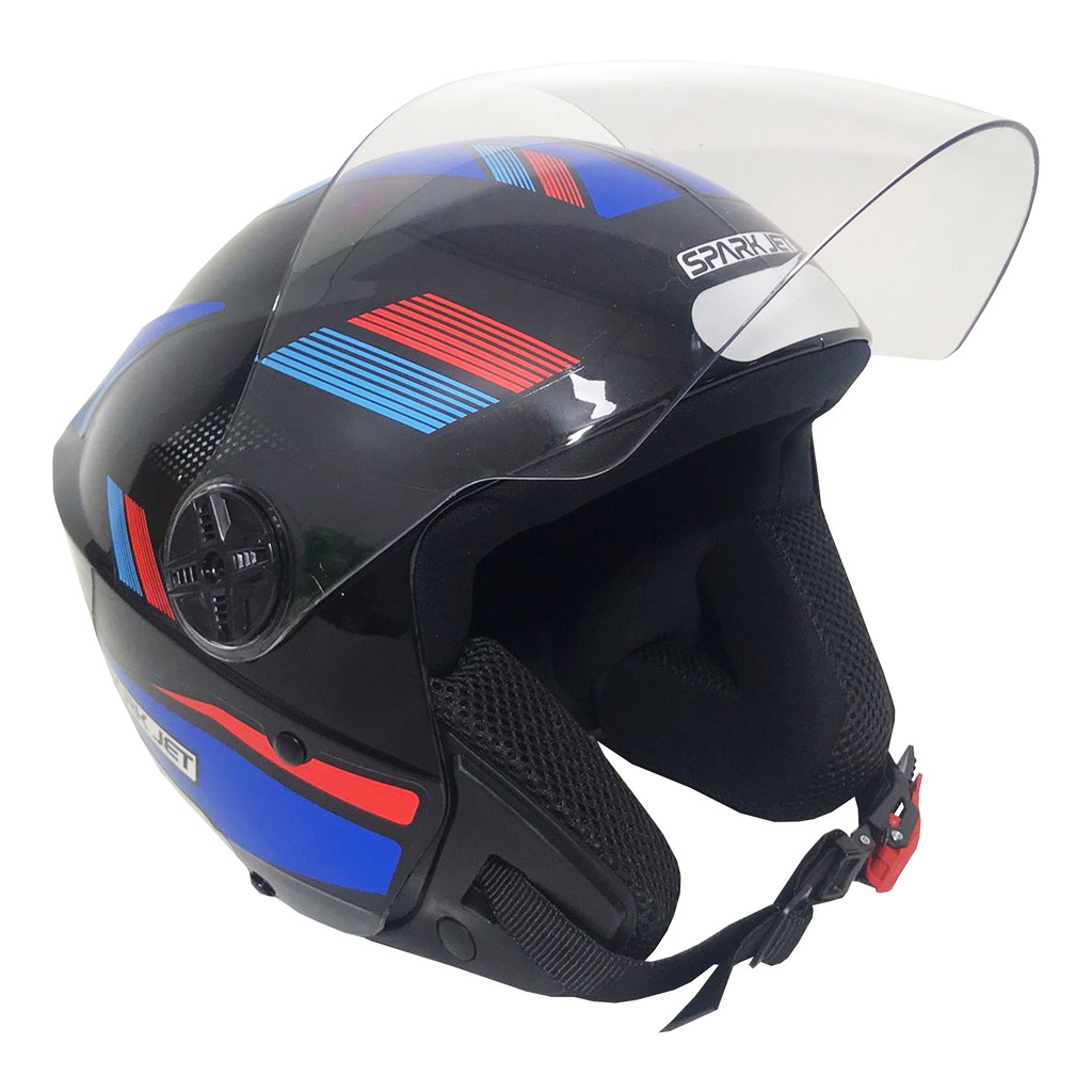 Capacete Moto Aberto Ebf Spark Jet Sting Preto Azul em Oferta na Shopee