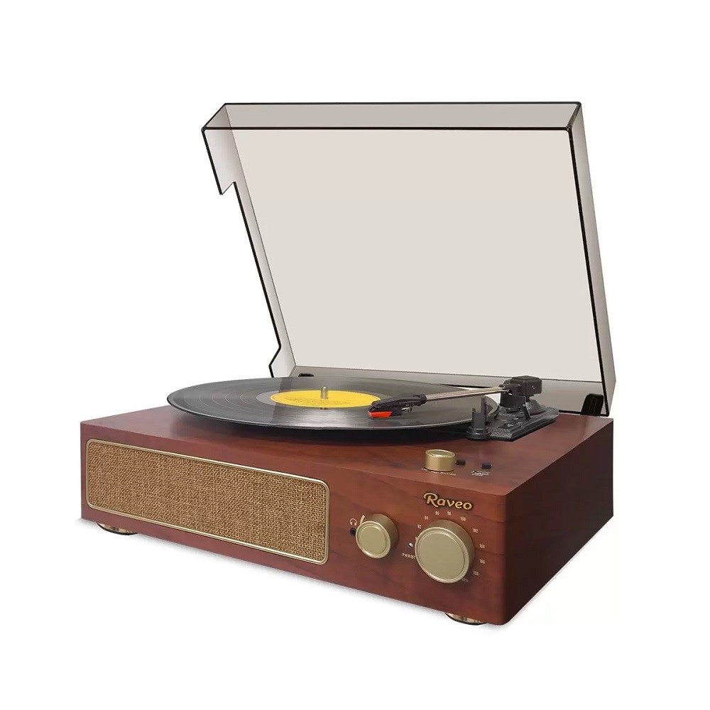 Vitrola Toca Discos Raveo Studio Usb Bluetooth FM Auxiliar Marrom em Oferta na Shopee