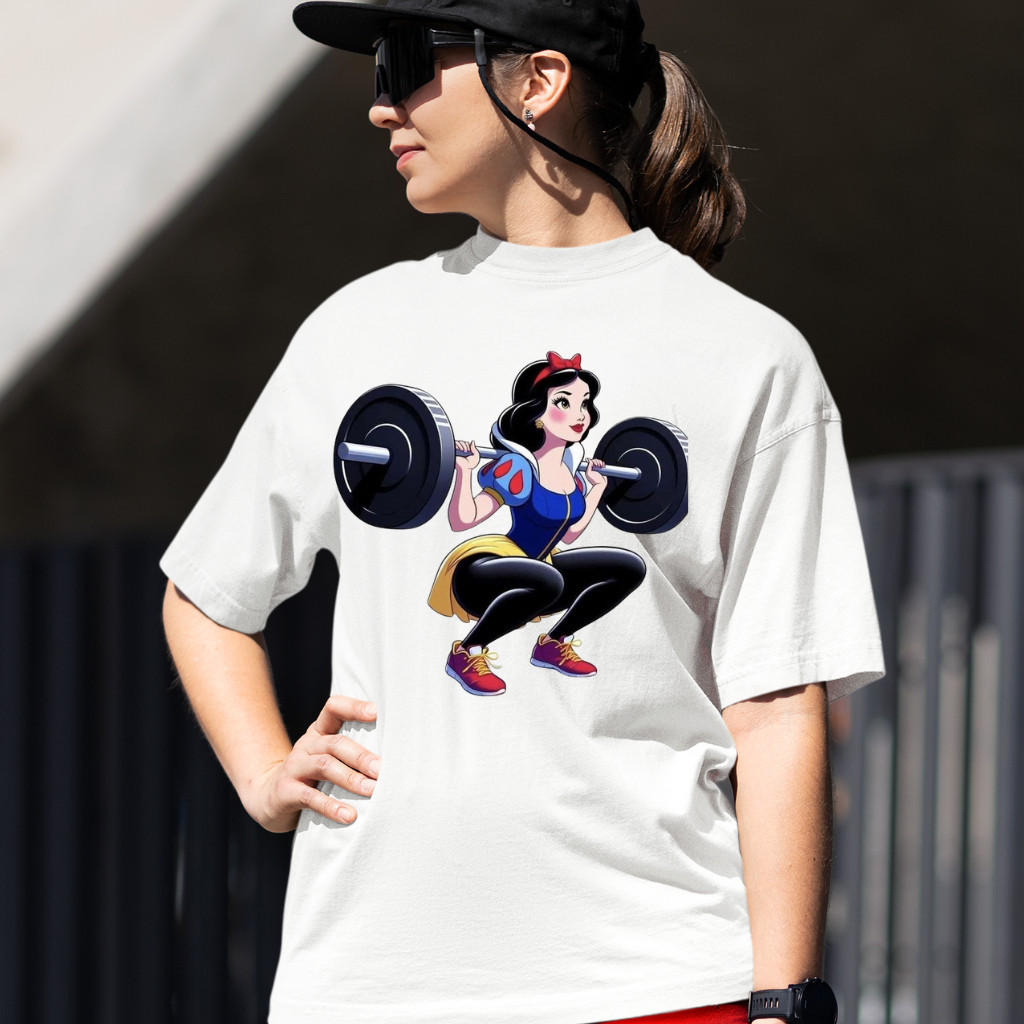 Camiseta Feminina Oversized Princesa Fitness Peso Treino Crossfit Academia Blusão Confort Premium