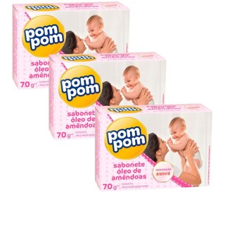 Kit 3 Sabonete Infantil Pom Pom Óleo de Amêndoas 70g em Oferta na Shopee
