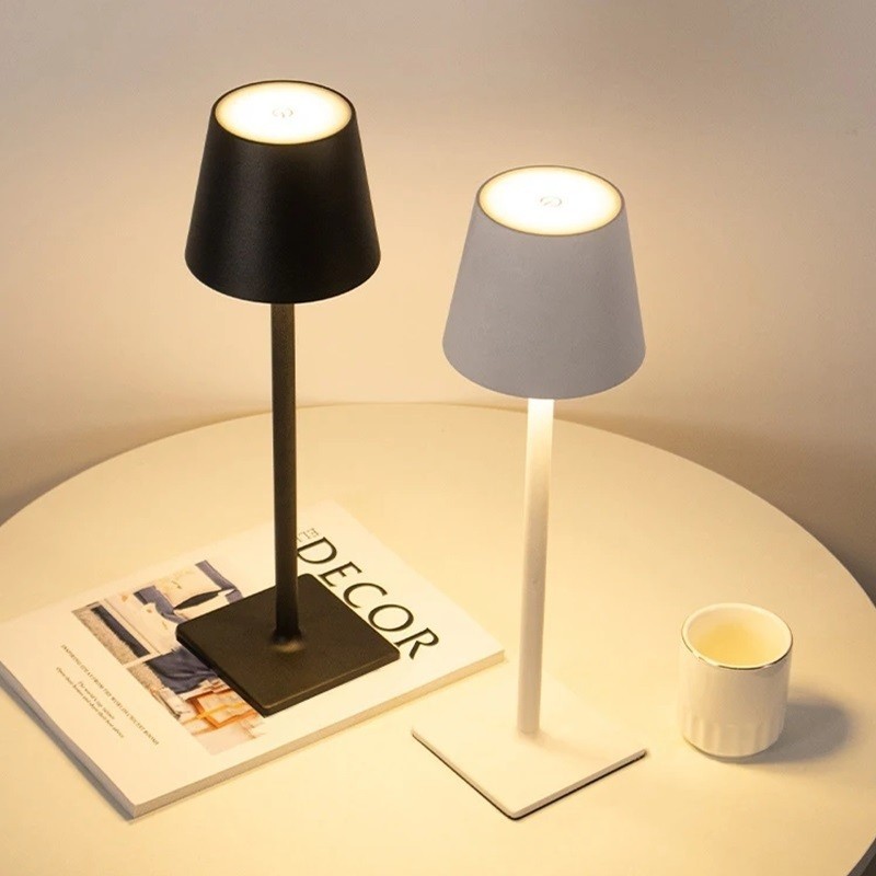 Luminária Abajur Mesa Led Touch Dimerizável Sem Fio Recarregável