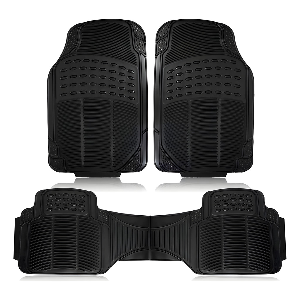 Tapete Automotivo Carro Borracha Jogo Três Peças Pvc Preto