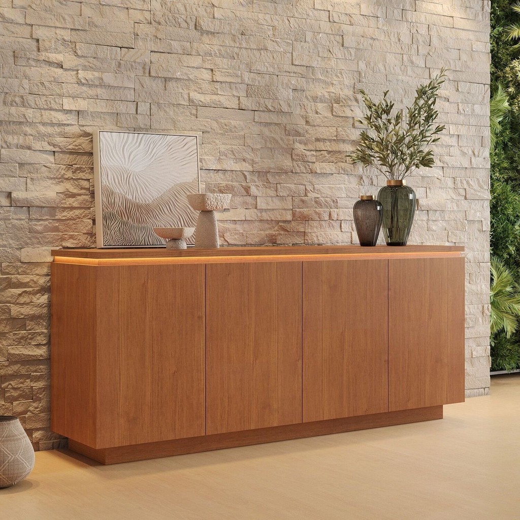 Buffet 4 Portas com Led 183,5 Cm Lux 100% Mdf em Oferta na Shopee