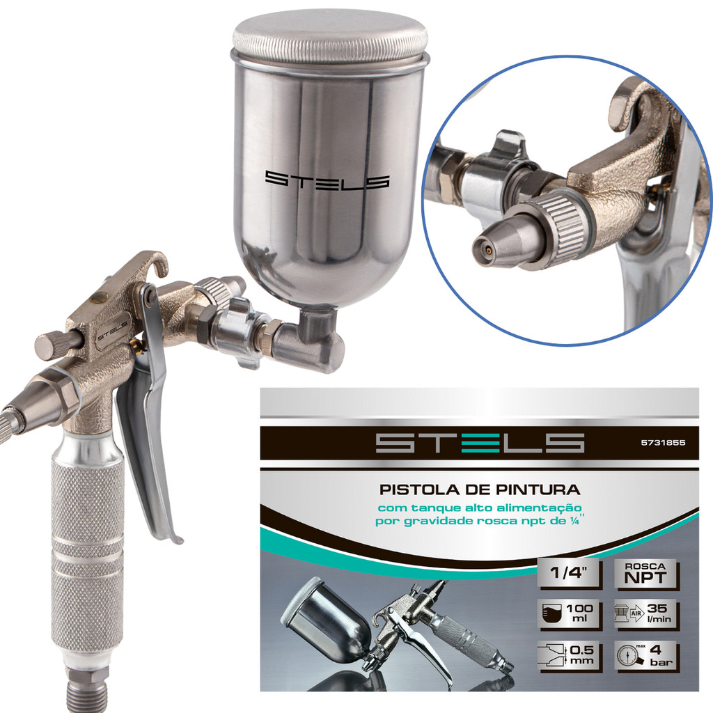 Mini Pistola de Pintura Stels Bico 0.5mm em Oferta na Shopee