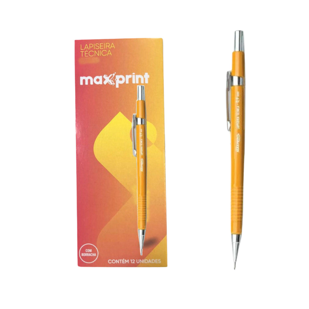 Lapiseira técnica metálica caixa com 12 amarelo, azul e preto (0.9mm 0.7mm 0.5mm em Oferta na Shopee
