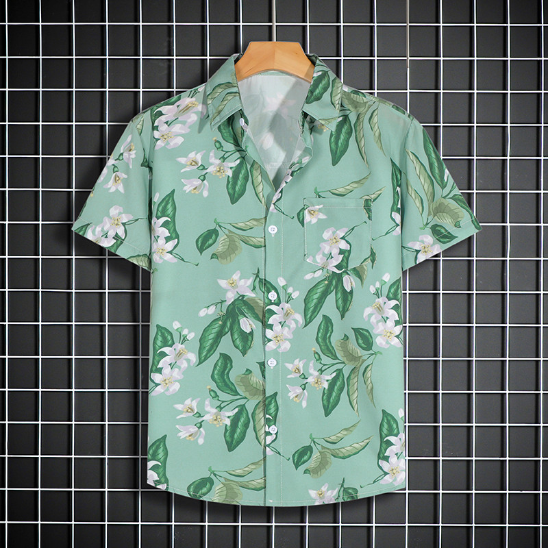 Camisa Havaiana Masculina Verão Floral Praia Topo Fino Solto Manga Curta Moda POLO Casal Roupas Casuais Wear