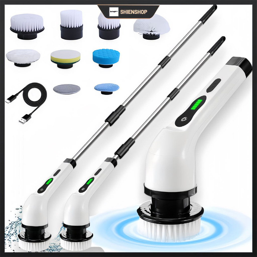 Esfregão Elétrico 9 Em 1 Sem fio Escova De Limpeza Pesada Multiuso 360 Recarregável Giratória