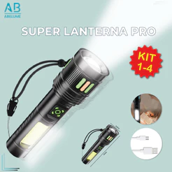 Super Lanterna Led PRO Tática Zoom Com Carregador USB Recarregável Bateria com Super Foco