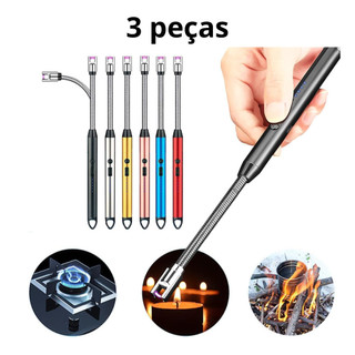 Kit 3 Isqueiro Acendedor Elétrico USB Recarregvel Cozinha Fogão Gas ( cores sortidas ) em Oferta na Shopee