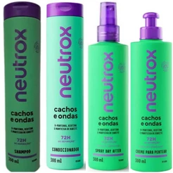 KIT NEUTROX CACHOS E ONDAS SHAMPOO+CONDICIONADOR+SPRAY DAY AFTER+CREME PARA PENTEAR Original