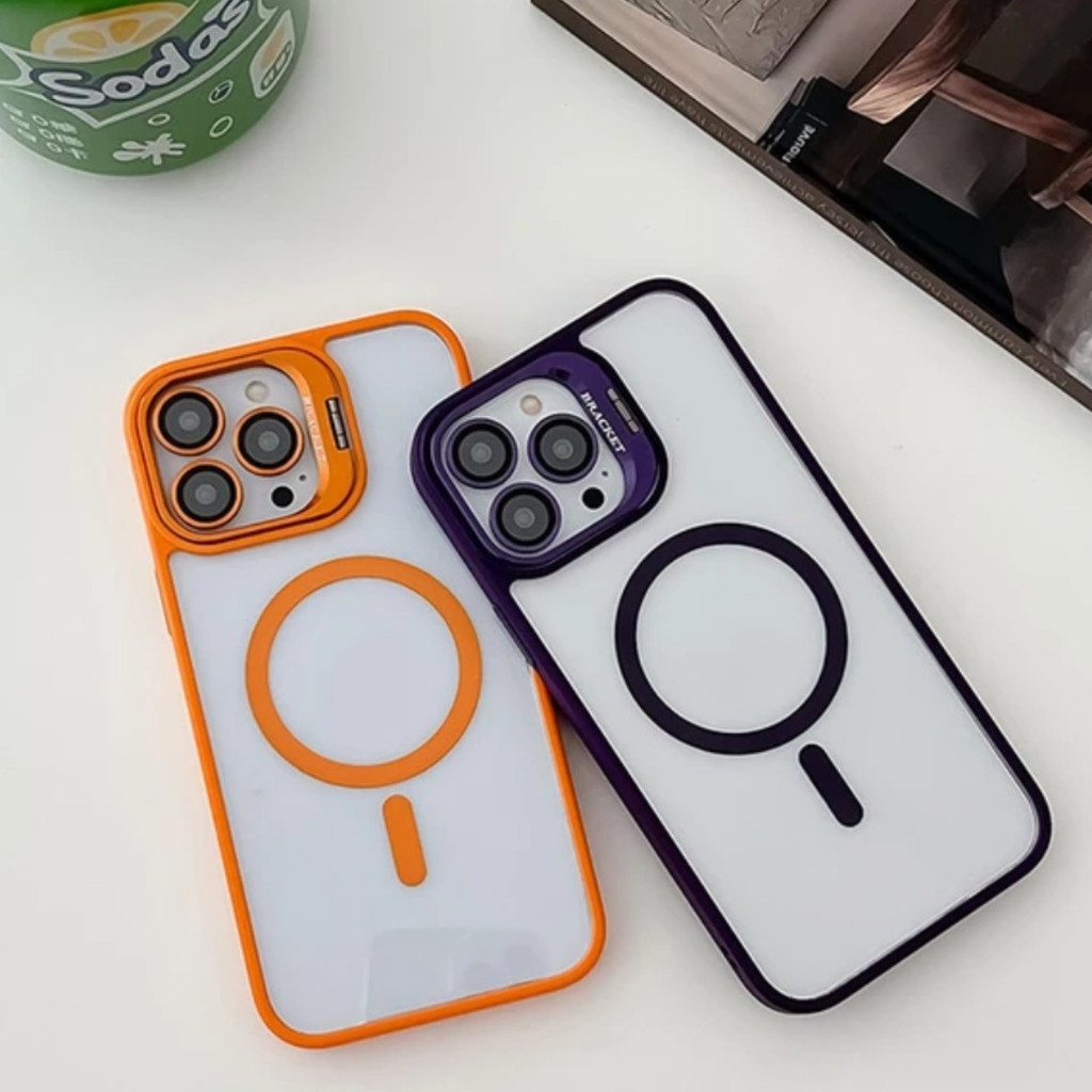 Capinha capa magnética magsafe + película proteção lente câmera para iphone 14promax 14plus 14pro 14