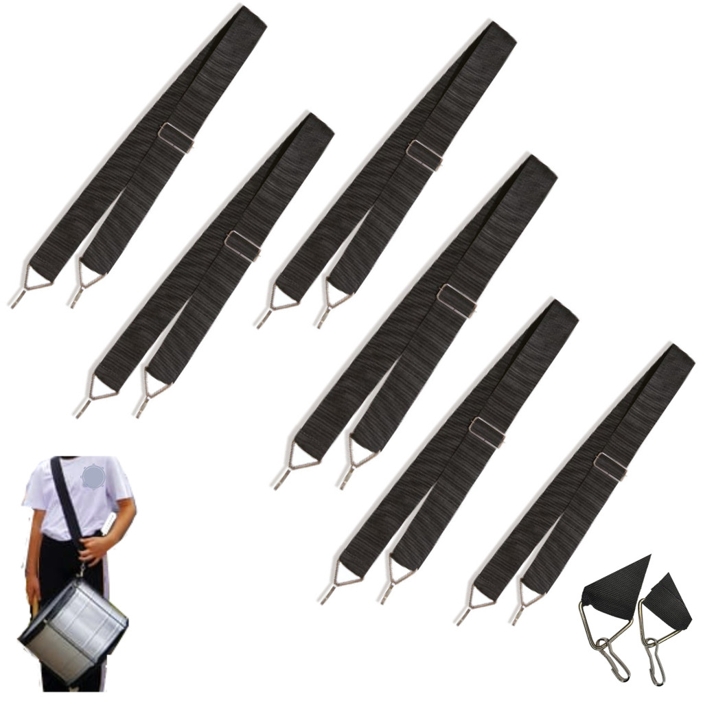 Kit 6 Alça Talabarte Correia P/ Percussão Fanfarra Surdo Repique Tarol Caixa Fanfarra Banda Marcial