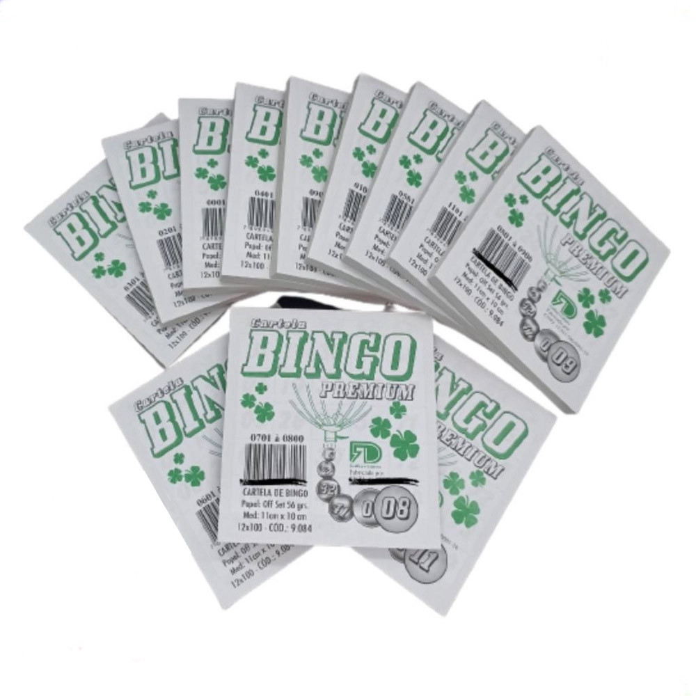 Bingo Premium 12 Blocos E 100 Cartelas Verde Gráfica Editora