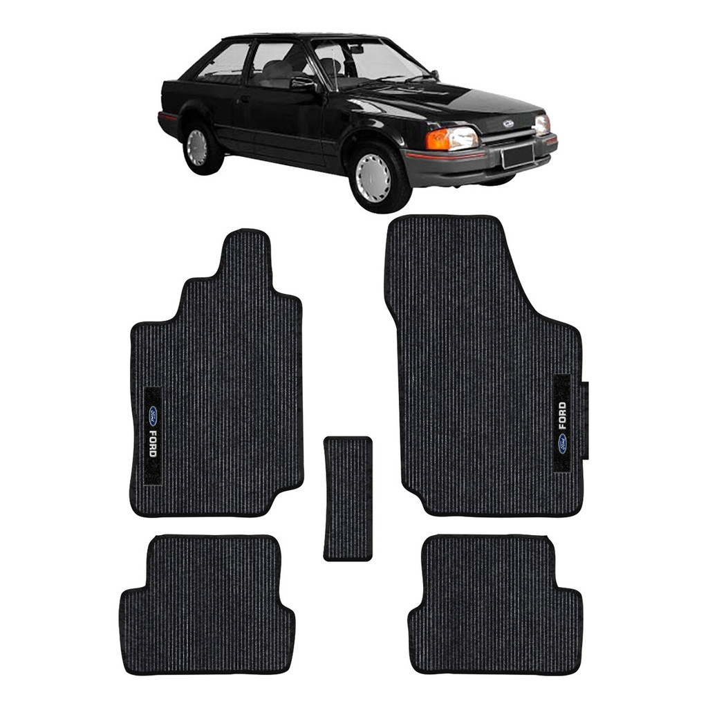 Kit de tapetes 5 peças específico Escort 1983 / 2003 Carpete Preto