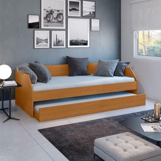 Bicama Solteiro Duo Com Cama Auxiliar Em Mdf Premium Nature - Cor: Bege em Oferta na Shopee