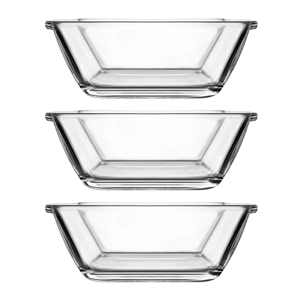 Jogo 3 Petisqueiras Quadrada Vidro Casual 90ml