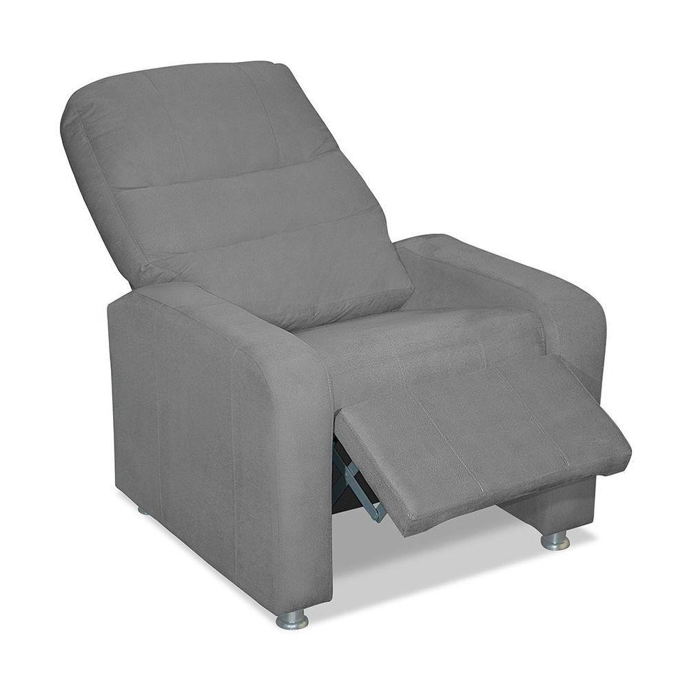 Poltrona Do Papai Reclinável Confortável Com Fibra Siliconada Cinza Cinza - Home & Living