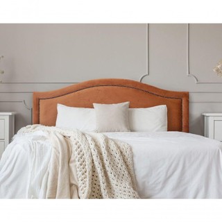 Cabeceira Casal Curva Luxo 140x60 Veludo Terracota - Tachas Fumê em Oferta na Shopee
