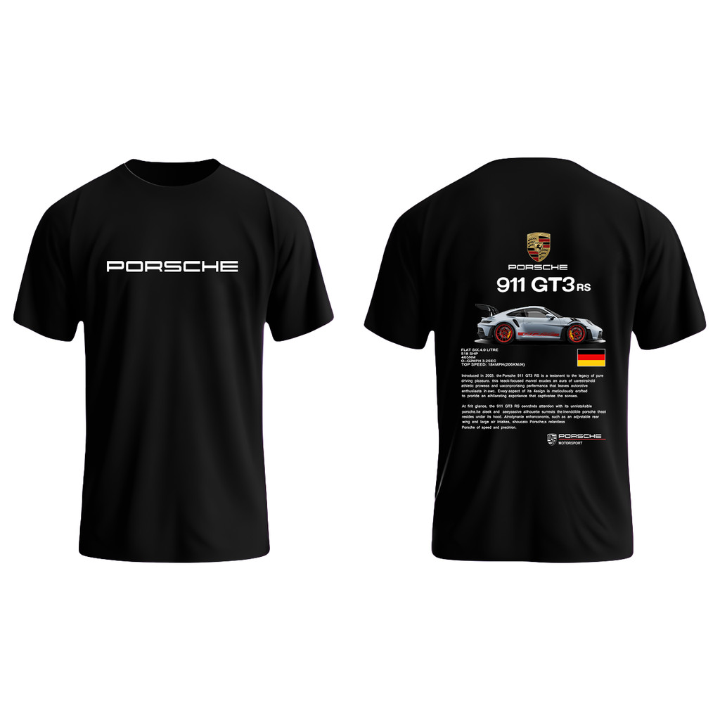 Camiseta Oversized Masculina Feminina T-shirt Porsche GT3, Clássica Casual, 100% Algodão