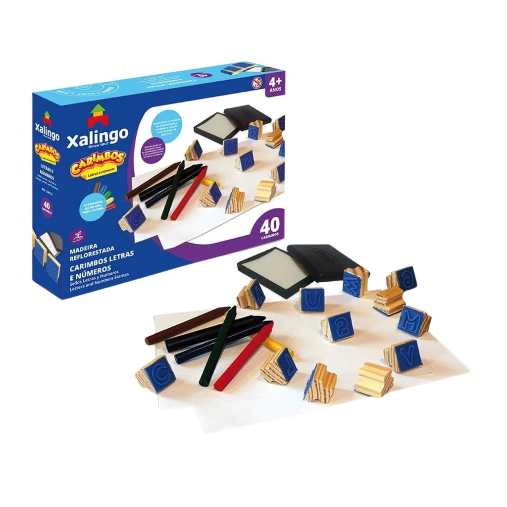 Brinquedo Infantil Carimbos Educativos Letras e Números Xalingo - 50910 em Oferta na Shopee