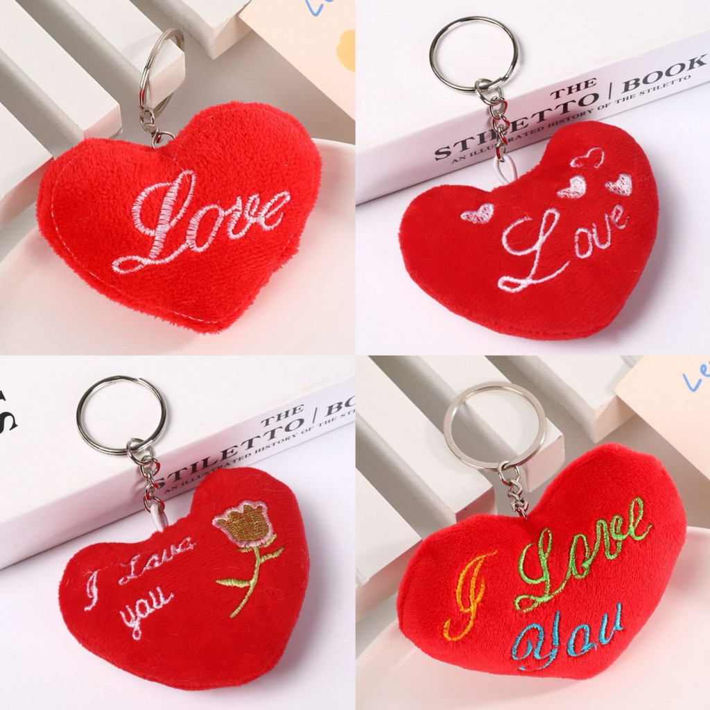 Kit 24 Unidades Chaveiro De Pelúcia Coração com Frase Love e Love you Te Amor Fofinhos com pegente