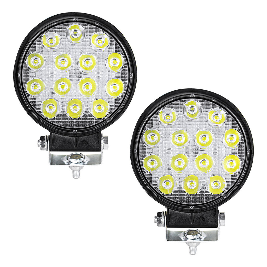 Kit 2 Farol Milha Auxiliar 14 Led Bola Agrícola Off Road 48w